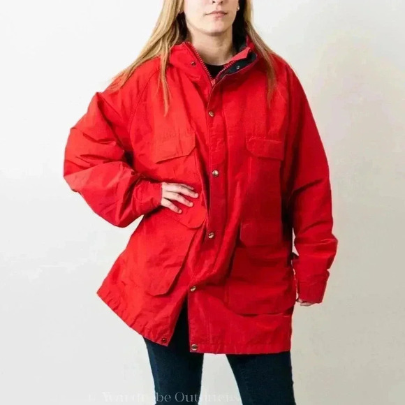 Woolrich Jackets & Blazers - Vintage 90s Woolrich Flannel Lined Red Rain Winter Jacket